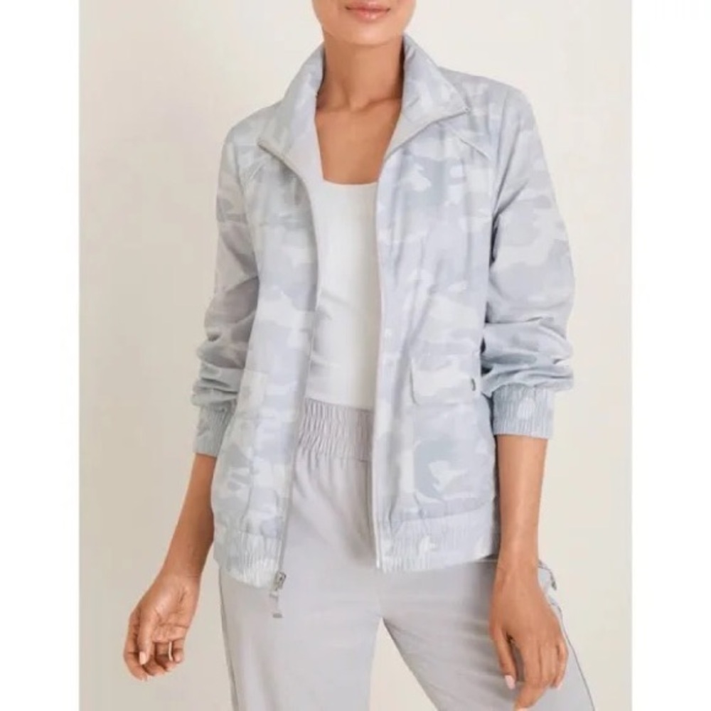 Chico’s Cammo Pattern Gray Lightweight Long Sleev… - image 1